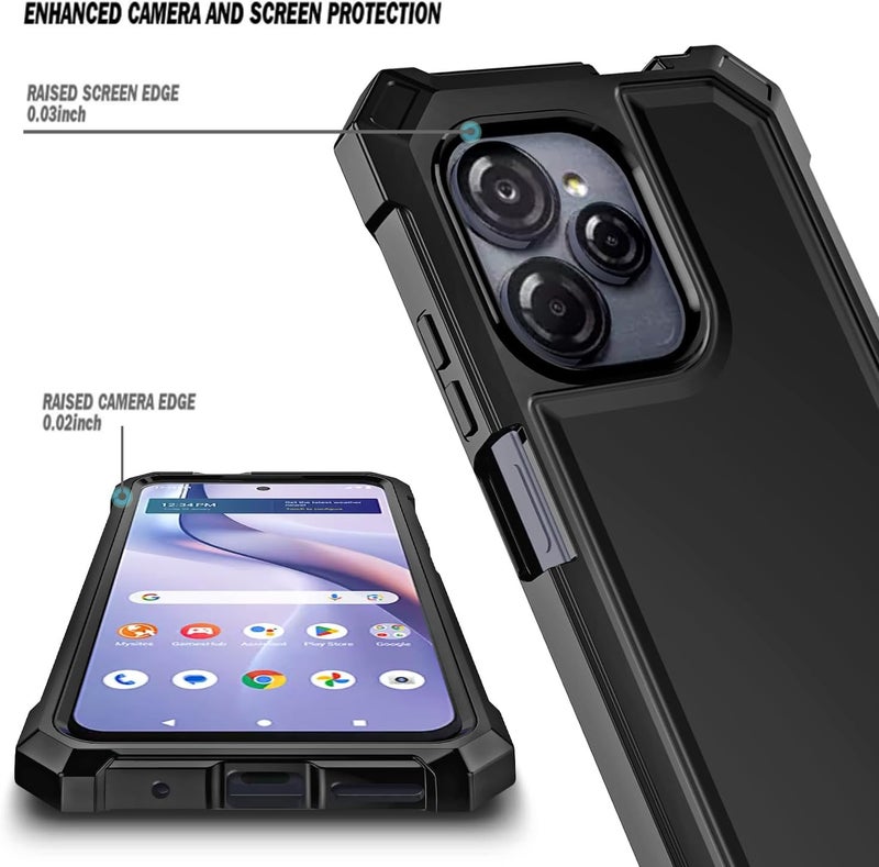 WDHD Compatible with Blu View Speed Ultra 5G Phone Case Black | Full-Body Protective Shockproof Bumper Cover with Tempered Glass Screen Protector, 12FT Military Grade Drop Tested - Image 2